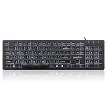 Perixx PERIBOARD 317 유선 백라이트 USB 키보드 흰색 조명 LED가 있는 큰 인쇄 문자 미국 영어 레이아웃