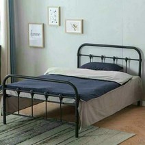 케이로 유럽스타일 블랙 화이트철제 침대프레임 심플한 철제 싱글 침대 프레임 원룸 호텔 싱글침대, 180x200+20CM 보통 시몬스