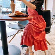 [주네]롱프릴 여성 앞치마, 로맨틱 다크핑크