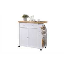 Hodedah 수입 주방 아일랜드 향신료 랙 및 수건 걸이 포함 화이트, White