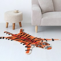 마켓비 HORANG 러그 호랑이 패브릭 오렌지 화이트