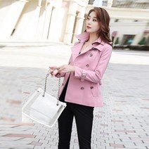 더블트렌치코트 러블리 핑크 여성 숏 가을옷 겹 버튼 받다 WAITMORE 작은 키 빅사이즈 2621137271