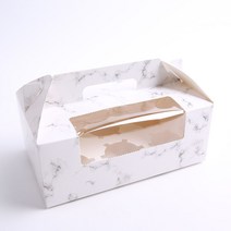 머핀상자 포장 컵케이크 쿠키 투명창 상자 (10장), 6구-마블(10장)