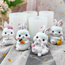 빵집기구 귀여운 토끼 실리콘 금형 주방 DIY 초콜릿 퍼지 베이킹 케이크 금형 3D 석고 드롭 접착제 수제 비누 금형, 4PCS