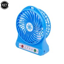 LED 조명 데스크탑 공기 냉각기 휴대용 미니 선풍기 USB 충전식 야외 사무실, [02] 파란, 02 파란