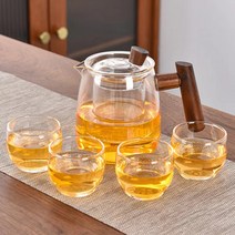 돌아라 유리 티포트 내열 유리 주전자 찻잔 티팟세트, 투명티포트550ml+찻잔4p