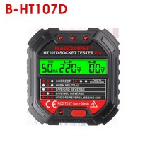 HT107B HT107D HABOTEST GFCI 콘센트 테스터 전압 디스플레이 90-250V 소켓 테스터 감지기 전압 미터 블랙, 02 B-EU Plug