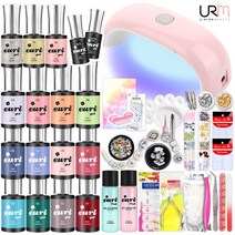 유리미 슈퍼샤이닝 젤네일 15컬러 60W 젤램프 네일세트, 1세트, 베이스젤+슈퍼탑젤+컬러젤15종+젤램프 총40종