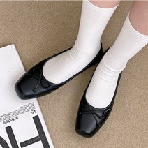 발편한 각코 리본 플랫 슈즈