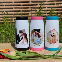 머그프리 포토텀블러제작 400ML 애니멀 가벼운 스텐 이중 차량용 커플 텀블러 만들기, 블루+선물용상자