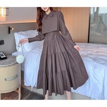 잇츠스타일 S~XL 빅사이즈 편안한 카라 주름 캉캉 롱 원피스 임산부 임부복 하객룩 격식룩 모임룩