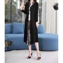 05 블랙앤화이트 세련 스카프 검정 롱 플리츠 원피스