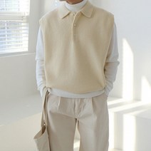 니트조끼 니트 라운드넥 베스트 조끼 남성 깔끔한 무지 기본 레이어드 심플