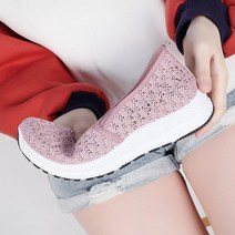 에스큐에스샵 행텐 큐빅 메쉬슬립온 여름 시원한 니트 단화 - HT261