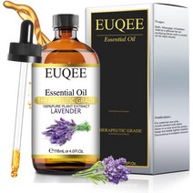EUQEE 라벤더 에센셜 오일 퓨어 100%아로마테라피 마사지 내추럴 118ml