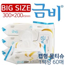 2배큰 빅사이즈 금비물티슈 60매 20팩 병원용/간병용
