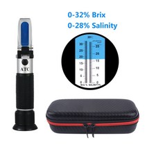 핸드 헬드 휴대용 2 IN 1 BRIX & 염분 굴절계 0-32% BRIX/0-28% 캔디 과일 주스 식품 공정을위한 ATC 사용, 한개옵션0