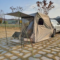 차량도킹텐트 차량용텐트 차박꼬리텐트 차박용 텐트 모기장 스포티지 QM6 차박도킹텐트, 베이지+입구폴대+우레탄창
