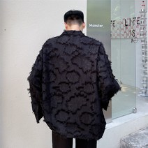 DFMEI 가을 겨울 버튼다운 긴팔 셔츠 코디 남 언밸런스 퍼 셔츠