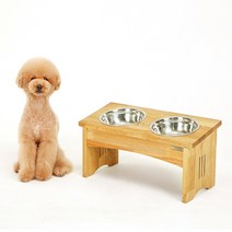 로블레 테이블 대형 2구 강아지 고양이 원목 식탁 식기 밥그릇, 경사_20cm