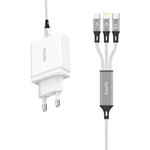 Soopii PD 3in1 25W 동시 고속충전기 ZX-1U34T 07PD 실버