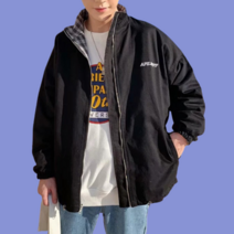 남성 봄 가을 양면 자켓 루즈핏 스트릿 체크 집업 아우터