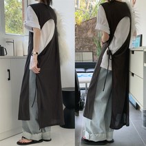 배트 언발 트임 레이어드 롱 원피스