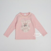 F/W 콩베베 도톰 피치면 프렌치 리본레이스 꽃토끼 티셔츠 여아공주 블라우스 PR04
