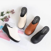 프리티슈 국내제작 민자 심플 앞막힌 7cm 키높이 여성 사무실 통굽 슬리퍼