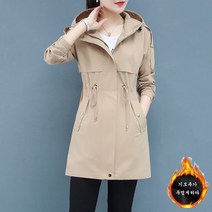 여성용 기모 트렌치코트 가을겨울 캐주얼 후드 코트 데일리 점퍼