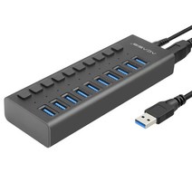 ACASIS USB 3.0 허브 멀티포트 전원차단기능, 10포트 블랙