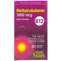 네츄럴팩터스 B12 메틸코발라민 1 000mcg 츄어블 90정, 1000 mcg, 90 개