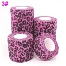 자가접착 컬러풀 프린트 랩 테이프 신축성 밴드 스포츠 무릎 보호대 손가락 관절 반려동물 의료용 4.8m 1 피스, 7.5cm X 4.8m, 3 Leopard print Pink