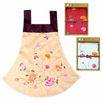 고급 당의 자수 화려한 앞치마(색상선택) 홈스테이 어학연수 외국인선물, 베이지+와인