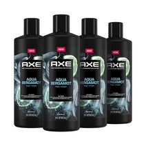 AXE 파인 프래그런스 컬렉션 남성용 바디 워시 아쿠아 베르가못 4개입 12시간 상쾌한 향기 샤워 젤 베르가못 세이지 주니퍼 에센셜 오일 532.3ml(18온스)
