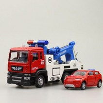 장난감 견인 트럭 세트 구조 트레일러 합금 자동차 (1 트럭 플러스 1 소형 자동차) 5009-1/ 50010-1 운송 트레일러 도시 차량, Tow Truck Set Bulk