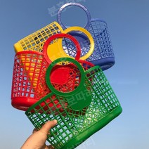 레트로 장바구니 유치원 소품 어린이 시장놀이, 옐로우