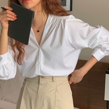 손예진셔츠 여자흰셔츠 소라색셔츠 V넥 블라우스 5color