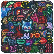 야구헬멧스티커 10/25/50PCS 네온 모양 낙서 스티커 만화 Decals DIY 방수 헬멧 수하물 노트북 스케이트 보드, 02 25PCS