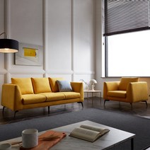 보니애가구 포지티아 아쿠아텍스 AQUATEX 3인+1인 소파세트 생활방수 패브릭소파 소파, 옐로우 3인+1인 세트