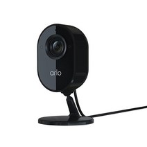 Arlo 에센셜 실내 카메라 흰색 프라이버시 실드가 있는 1080p 비디오 플러그인 야간 투시경 양방향 오디오 사이렌 WiFi에 직접 연결 허브 필요 없음 무선 보안, Black