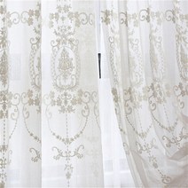 거실 커튼 레이스 안방 커튼 인테리어 용 수 놓은 흰색 얇은 명주 그물 유럽 보일 쉬어 창 침실 패브릭