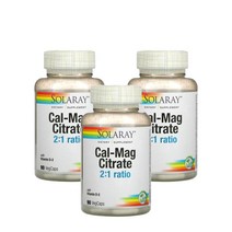 솔라레이 칼슘 마그네슘 구연산 비타민D2 90정 Solaray Cal-Mag Citrate with Vitamin D2, 3팩