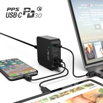 UM2 QC30Cnew C.A타입 60W 5포트 PPS 멀티 초고속 충전기 노트20울트라 아이폰12, 블랙