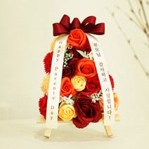 비누꽃 미니화환 리본 자유문구 가능, 레드