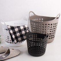 빨래통 빨래 세탁 바구니 분리 가정용 트롤리 다용도 옷 수거함 수납바구니 정리 베란다 미니 수납 소프트 바스켓, 대형(34리터), 화이트