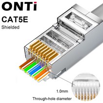 ONTi 10/50/100pcs CAT5E CAT6 플러그 RJ45 커넥터 네트워크 케이블을 통한 50U 금도금 엔드 패스 모듈러 8, 02 CAT5E Shielded_03 100pcs