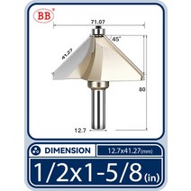 드라이월커터 베벨 모따기 라우터 비트 베어링 45도 플러시 트리밍 테이퍼 목공 diy, [21] 1-2x1 5-8(45deg), 21 1-2x1 5-8(45deg)