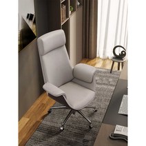 사무용의자 중역 천연가죽 쿠션의자 편안한 업무의자, 카키 (허리 롤링 피트)