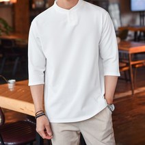 [게리오] [MZ.148] 고급스러운 분또 헨리넥 7부 티셔츠